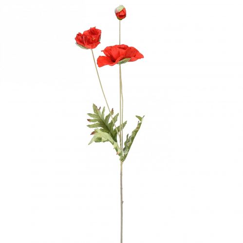 gjenstander Valmue dekorativ hageblomst med 3 blomster rød L70cm