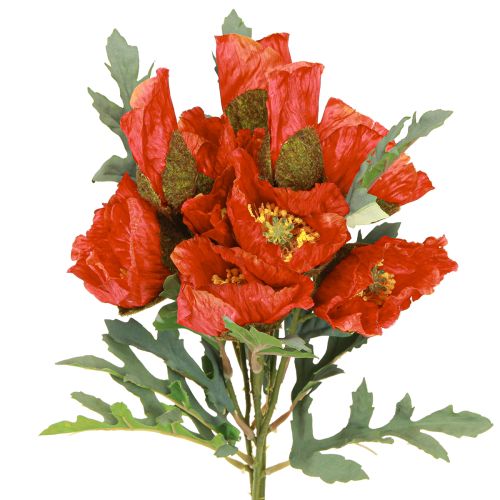 gjenstander Valmue Dekorasjon Valmue Kunstrød 45cm Bunt med 3 stk