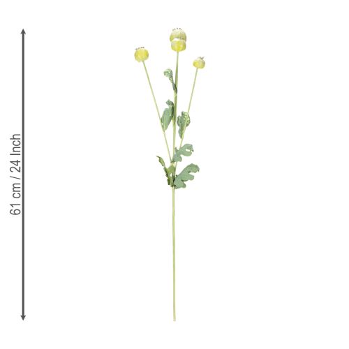 gjenstander Kunstig valmuepyntbunke, realistiske blomster til hjemmetilbehør, 61 cm, 3 stk.
