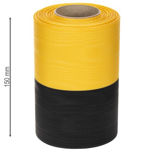gjenstander Moiré-kransbånd 150 mm gul-svart - sorgbånd, skjerf, dekorasjon, klubbbånd - 25 m rull