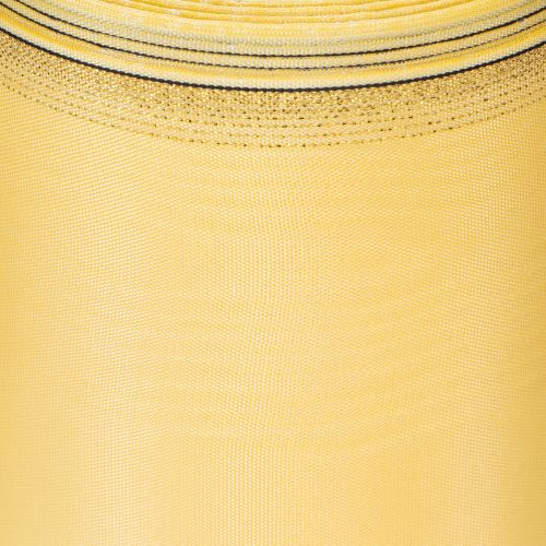 gjenstander Moiré-kransbånd, gult med gullkant, dekorativt blomsterbånd, acetat/polyester, 150 mm x 25 m