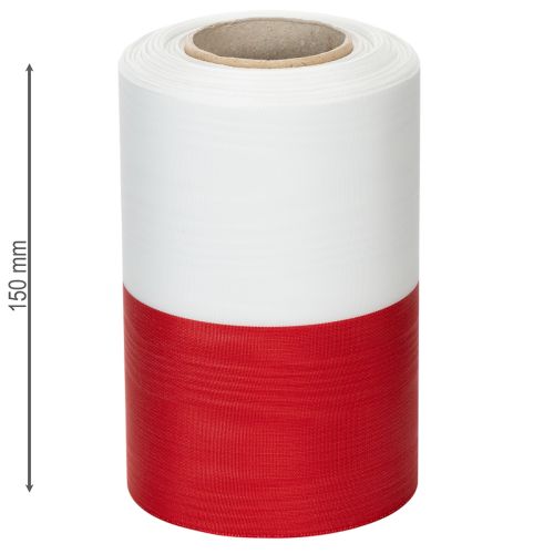 gjenstander Moiré-kransbånd, sørgebånd hvitt-rødt, dekorativt bånd 150 mm, minnebånd fleur-sorgebånd, acetattaft 25 m