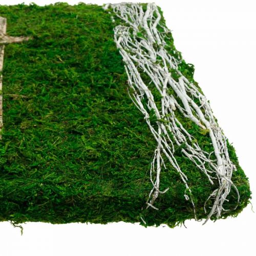 Moseblader og kors for gravplassering grønn, hvit 40 × 30cm