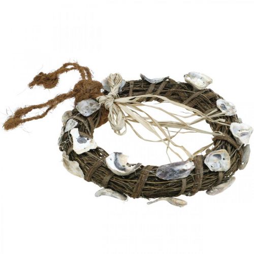 Floristik24 Skallkrans, deco krans vintre, naturlige skjell Ø30cm
