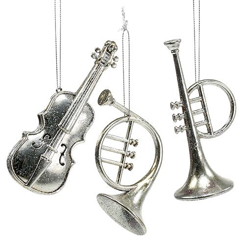 Floristik24 Musikkinstrumenter sorterer. 12cm - 14,5cm sølv 3stk