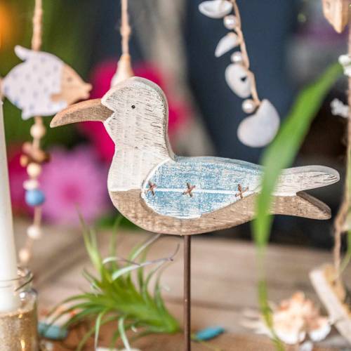 Floristik24 Måke treblå hvit 20cm × 5cm H25cm