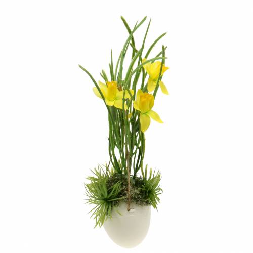 Floristik24 Påskelilje i eggeskallet for å henge Kunstig gul 25cm