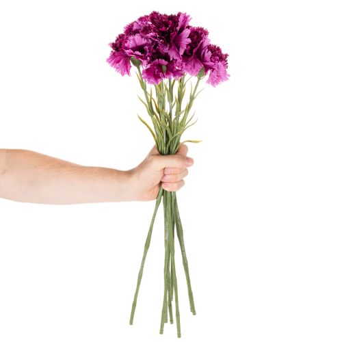 Kunstig nellik, tofarget, lang stilk 56 cm, bukett med 8 | Floristik24.no