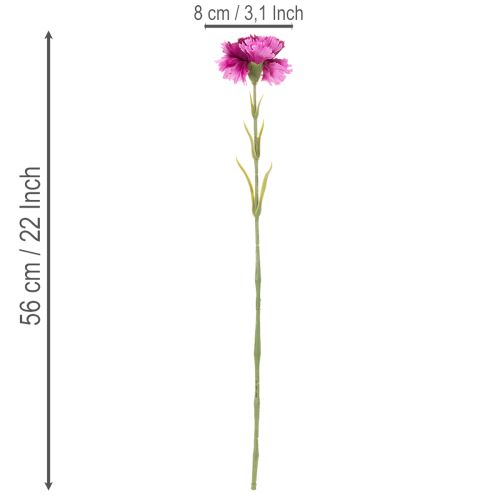 Kunstig nellik, tofarget, lang stilk 56 cm, bukett med 8 | Floristik24.no