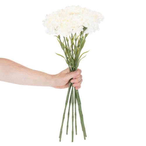 Kunstig nellikblomst med stilk til buketter og kranser, 56 cm, 8 stk. | Floristik24.no