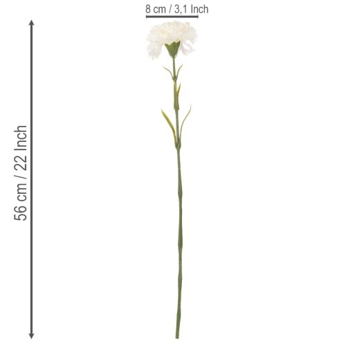 Kunstig nellikblomst med stilk til buketter og kranser, 56 cm, 8 stk. | Floristik24.no