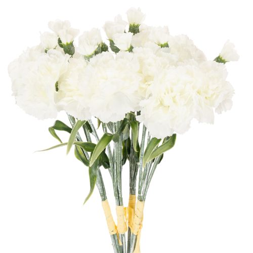 Kunstig nellikbukett, hvite kunstige blomster, dekorasjon, 4 bunter
