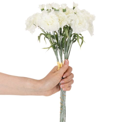 Kunstig nellikbukett, hvite kunstige blomster, dekorasjon, 4 bunter | Floristik24.no