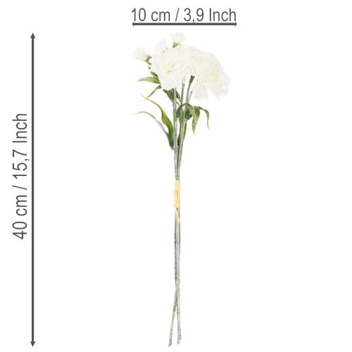 Kunstig nellikbukett, hvite kunstige blomster, dekorasjon, 4 bunter | Floristik24.no