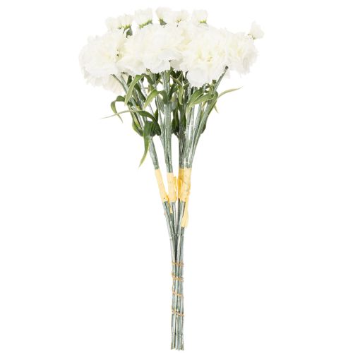 Kunstig nellikbukett, hvite kunstige blomster, dekorasjon, 4 bunter | Floristik24.no