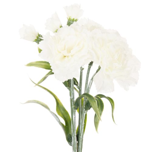 Kunstig nellikbukett, hvite kunstige blomster, dekorasjon, 4 bunter | Floristik24.no