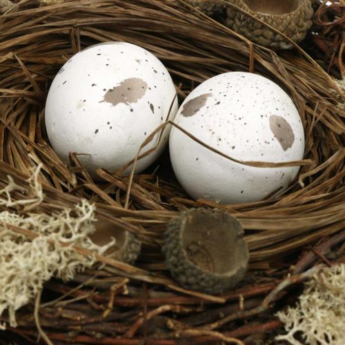 gjenstander Påskerede med egg kunstig natur, hvit påskebordpynt Ø19cm