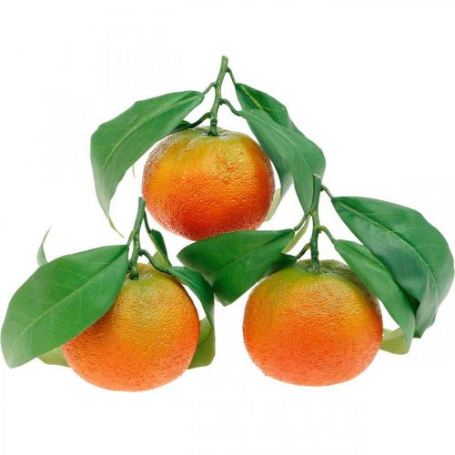 Floristik24 Dekorative frukter, appelsiner med blader, kunstige frukter H9cm Ø6,5cm 4stk