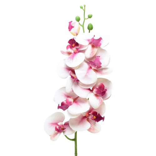 Orkidé Phalaenopsis kunstig 9 blomster hvit fuchsia 96cm
