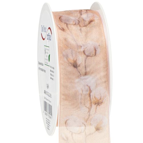 Floristik24 Organzabånd bomullsblomster dekorativt bånd rosa 40mm 15m