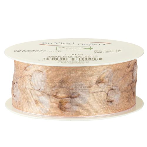 gjenstander Organzabånd bomullsblomster dekorativt bånd rosa 40mm 15m