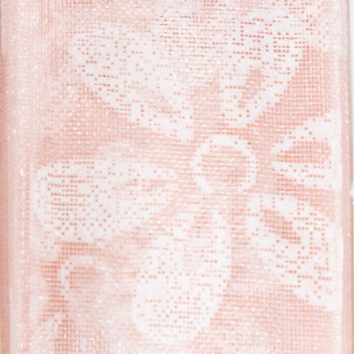 gjenstander Organzabånd, blomstergavebånd, rosa, 25 mm, 18 m