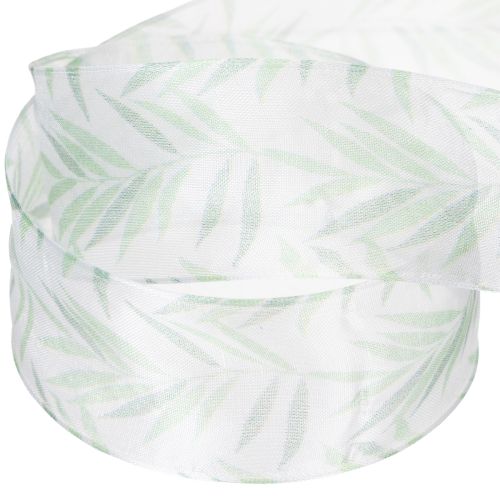 gjenstander Organzabånd, chiffonbånd, grønt plantebånd, 40 mm x 15 m