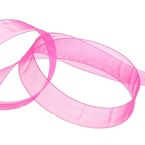gjenstander Organza bånd gavebånd rosa bånd selvkant 40mm 50m
