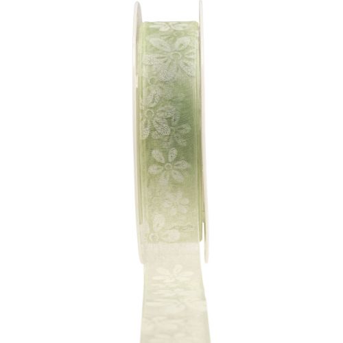 gjenstander Organza bånd blomster gavebånd grønt 25mm 18m
