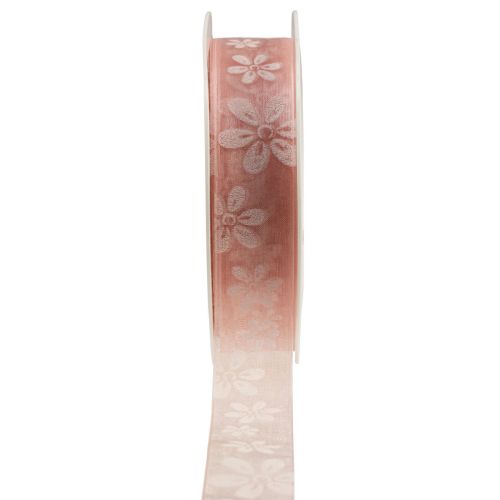 gjenstander Organza bånd blomster gavebånd rosa 25mm 18m