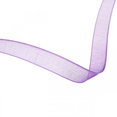 Floristik24 Organzabånd med selvkant, silkebånd, pyntebånd lilla 7mm 50m
