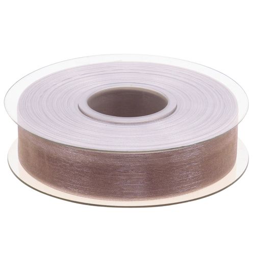 gjenstander Organza bånd gavebånd beige bånd selvkant taupe 25mm 50m