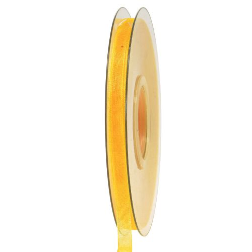 gjenstander Organza bånd gavebånd gult bånd selvkant 6mm 50m
