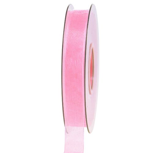 Floristik24 Organza bånd gavebånd rosa bånd selvkant 15mm 50m