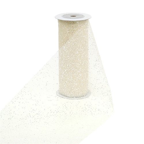 Organza stoff 15cm x 500cm krem med glitter