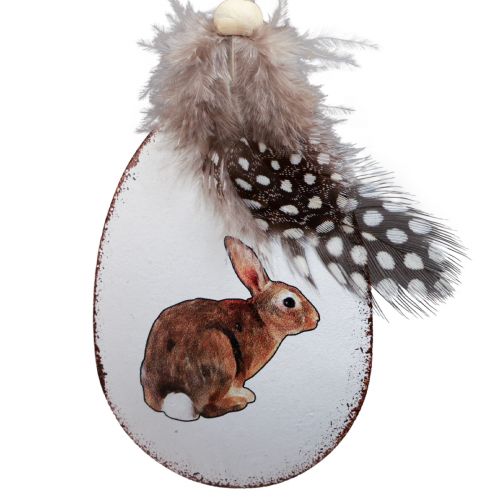 Floristik24 Påskepynt for å henge anheng påskeegg med kaniner vintage metall 7×5cm 8 stykker