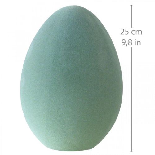 Floristik24 Påskeegg plast grågrønn deco egggrønn flokket 25cm