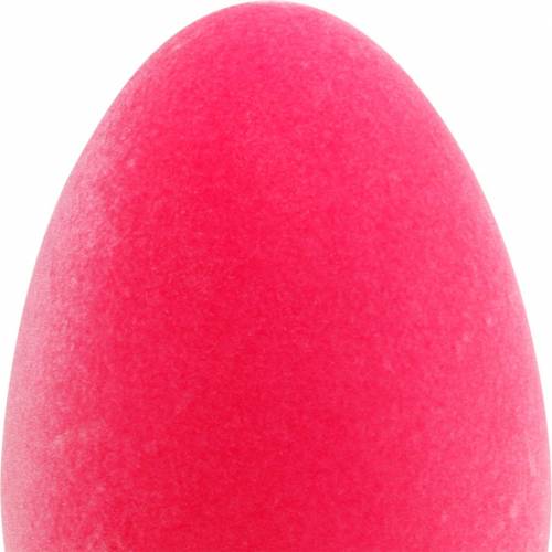 Floristik24 Påskeegg rosa H25cm egg flokket påskepynt eggdekor