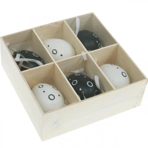 Floristik24 Påskeegg med ringer og prikker, vårpynt, monokrom påskepynt 6 stk