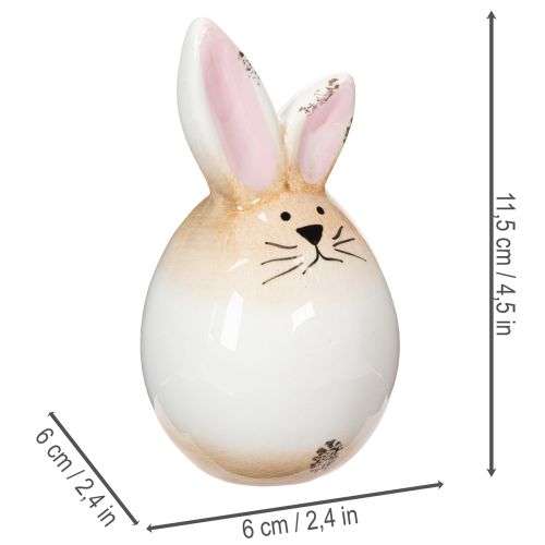 gjenstander Påskehare Keramikk Hvitt Egg Dekorativ Figur Kanin Ø6cm H11.5cm
