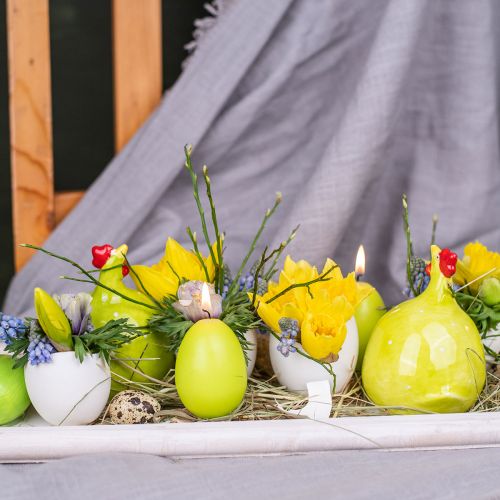 Floristik24 Påskelys eggeform, eggelys påskelime Ø4,5cm H6cm 6stk