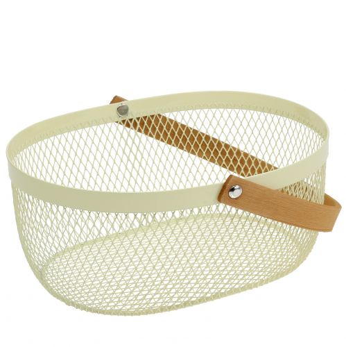 Floristik24 Påskekurv laget av metallkrem 23,5 cm x 18 cm x 10 cm