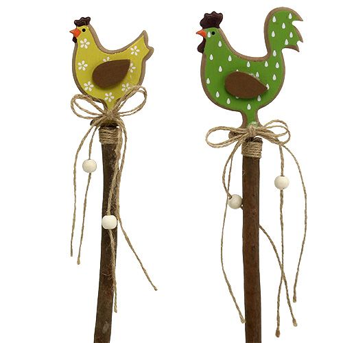 Floristik24 Påskeplugg kylling gul, grønn 8cm L36cm 6stk