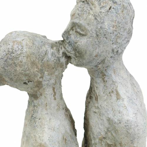 Floristik24 Dekorativ figur kyssepar stein støpt grå 10 × 8cm H28cm