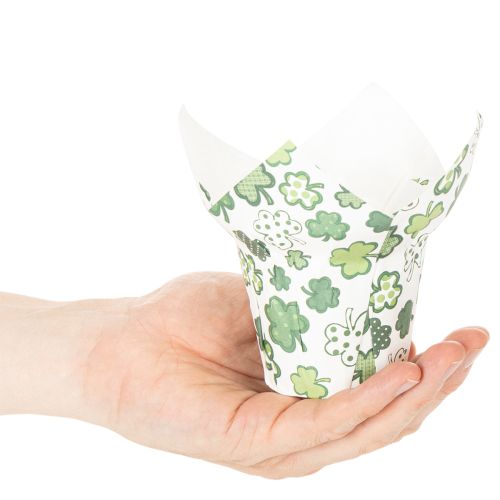 Papirblomsterpotte med kløvermotiv, nyttårsdekorasjon, 12 cm, 12 stk. | Floristik24.no