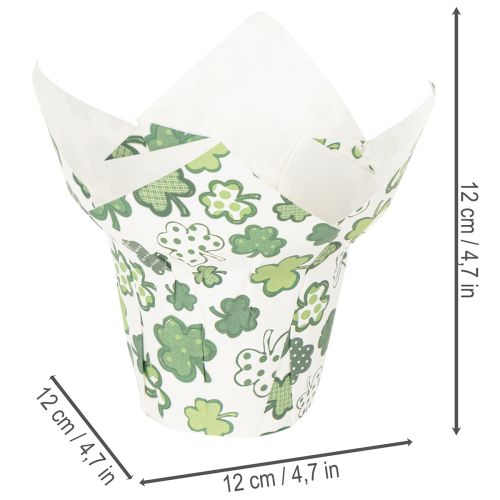Papirblomsterpotte med kløvermotiv, nyttårsdekorasjon, 12 cm, 12 stk. | Floristik24.no