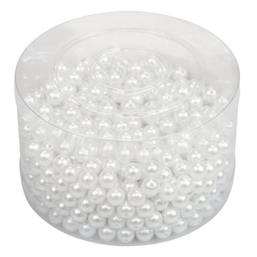 Floristik24 Dekorperler for å tre håndverksperler hvite 8mm 300g