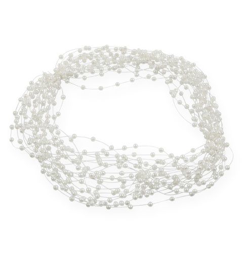 Floristik24 Dekorativ perlestreng 20m hvit