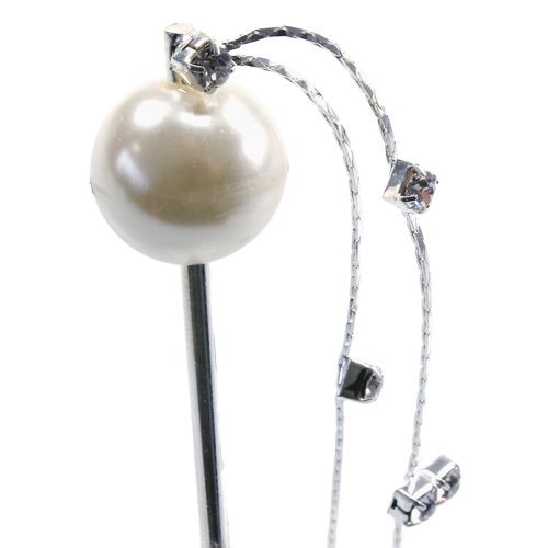 Floristik24 Perlehode deco nål hvit Ø15mm L12cm 6stk