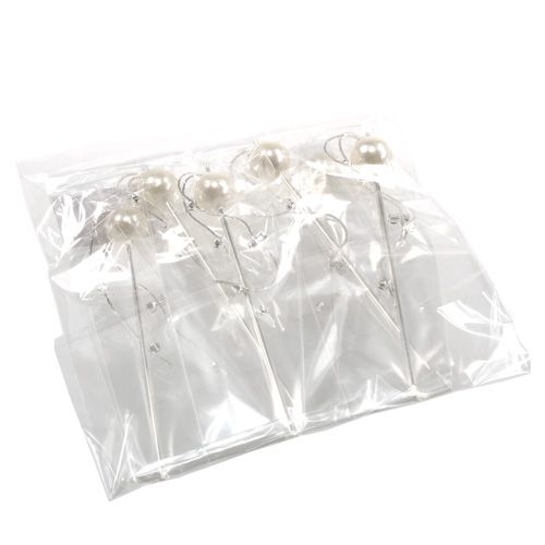 Floristik24 Perlehode deco nål hvit Ø15mm L12cm 6stk